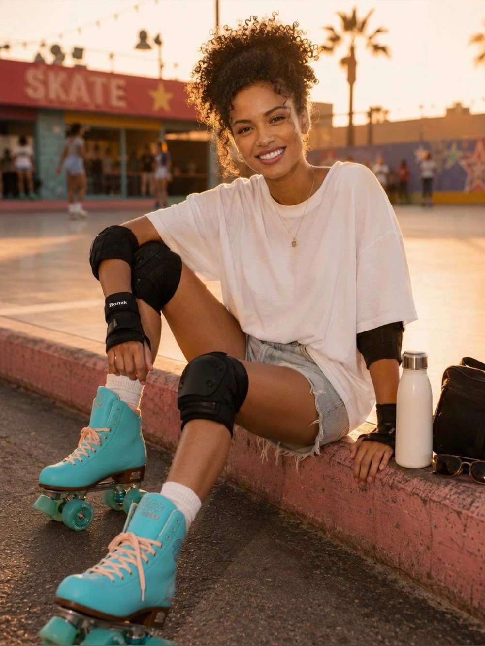 NEW Crazy Skates Retro Teal Bundle | Pads + Box + BONUS Socks | Women’s 8.5